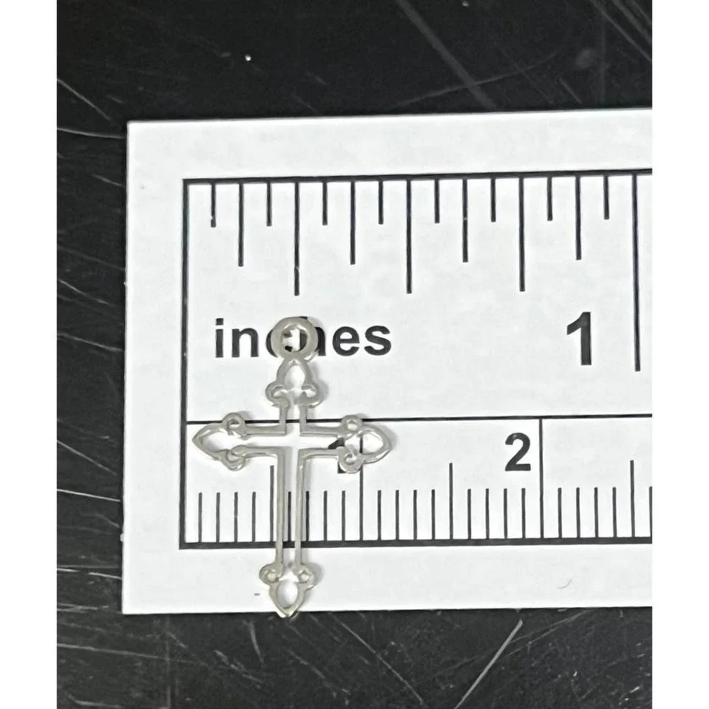Cross Charm Unisex OS Silver New 18K Gold PVD Stainless Steel Filigree
